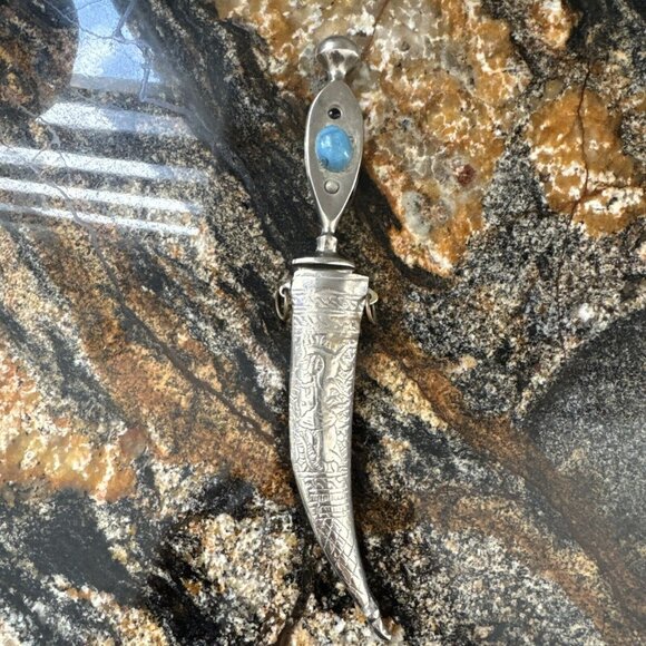 VTG Decorative Dagger‎ SILVER TURQUOISE Cabochon Stone - Picture 1 of 7